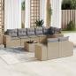 Preview: ARDEBO.de - 9-tlg. Garten-Sofagarnitur mit Kissen Beige Poly Rattan