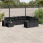 Preview: ARDEBO.de - 10-tlg. Garten-Sofagarnitur mit Kissen Schwarz Poly Rattan