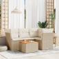 Preview: ARDEBO.de - 5-tlg. Garten-Sofagarnitur mit Kissen Beige Poly Rattan