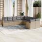 Preview: ARDEBO.de - 10-tlg. Garten-Sofagarnitur mit Kissen Beige Poly Rattan