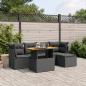 Preview: ARDEBO.de - 6-tlg. Garten-Sofagarnitur mit Kissen Schwarz Poly Rattan