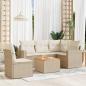 Preview: ARDEBO.de - 6-tlg. Garten-Sofagarnitur mit Kissen Beige Poly Rattan