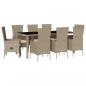 Preview: 9-tlg. Garten-Essgruppe mit Kissen Beige Poly Rattan