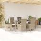 Preview: ARDEBO.de - 7-tlg. Garten-Essgruppe mit Kissen Beige Poly Rattan