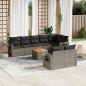 Preview: ARDEBO.de - 9-tlg. Garten-Sofagarnitur mit Kissen Grau Poly Rattan