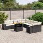 Preview: ARDEBO.de - 11-tlg. Garten-Sofagarnitur mit Kissen Schwarz Poly Rattan