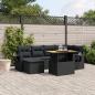 Preview: ARDEBO.de - 7-tlg. Garten-Sofagarnitur mit Kissen Schwarz Poly Rattan