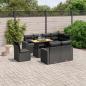 Preview: ARDEBO.de - 9-tlg. Garten-Sofagarnitur mit Kissen Schwarz Poly Rattan