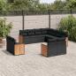 Preview: ARDEBO.de - 11-tlg. Garten-Sofagarnitur mit Kissen Schwarz Poly Rattan