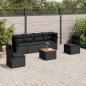 Preview: ARDEBO.de - 7-tlg. Garten-Sofagarnitur mit Kissen Schwarz Poly Rattan