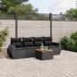 Preview: ARDEBO.de - 5-tlg. Garten-Sofagarnitur mit Kissen Schwarz Poly Rattan