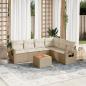 Preview: ARDEBO.de - 7-tlg. Garten-Sofagarnitur mit Kissen Beige Poly Rattan