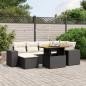 Preview: ARDEBO.de - 7-tlg. Garten-Sofagarnitur mit Kissen Schwarz Poly Rattan