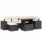 Preview: 7-tlg. Garten-Sofagarnitur mit Kissen Schwarz Poly Rattan