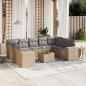 Preview: ARDEBO.de - 10-tlg. Garten-Sofagarnitur mit Kissen Beige Poly Rattan