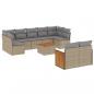 Preview: 10-tlg. Garten-Sofagarnitur mit Kissen Beige Poly Rattan