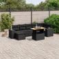 Preview: ARDEBO.de - 8-tlg. Garten-Sofagarnitur mit Kissen Schwarz Poly Rattan