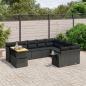 Preview: ARDEBO.de - 10-tlg. Garten-Sofagarnitur mit Kissen Schwarz Poly Rattan