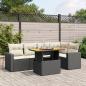 Preview: ARDEBO.de - 6-tlg. Garten-Sofagarnitur mit Kissen Schwarz Poly Rattan