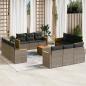 Preview: ARDEBO.de - 13-tlg. Garten-Sofagarnitur mit Kissen Grau Poly Rattan