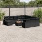 Preview: ARDEBO.de - 13-tlg. Garten-Sofagarnitur mit Kissen Schwarz Poly Rattan