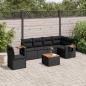 Preview: ARDEBO.de - 7-tlg. Garten-Sofagarnitur mit Kissen Schwarz Poly Rattan