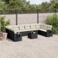 Preview: ARDEBO.de - 11-tlg. Garten-Sofagarnitur mit Kissen Schwarz Poly Rattan