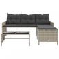 Preview: Gartensofa in L-Form mit Tisch und Kissen Hellgrau Poly Rattan