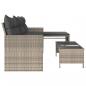 Preview: Gartensofa in L-Form mit Tisch und Kissen Hellgrau Poly Rattan