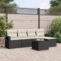 Preview: ARDEBO.de - 6-tlg. Garten-Sofagarnitur mit Kissen Schwarz Poly Rattan