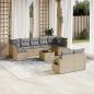 Preview: ARDEBO.de - 10-tlg. Garten-Sofagarnitur mit Kissen Beige Poly Rattan