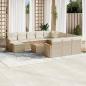 Preview: ARDEBO.de - 13-tlg. Garten-Sofagarnitur mit Kissen Beige Poly Rattan