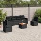 Preview: ARDEBO.de - 7-tlg. Garten-Sofagarnitur mit Kissen Schwarz Poly Rattan