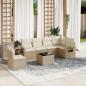 Preview: ARDEBO.de - 7-tlg. Garten-Sofagarnitur mit Kissen Beige Poly Rattan