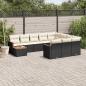 Preview: ARDEBO.de - 11-tlg. Garten-Sofagarnitur mit Kissen Schwarz Poly Rattan