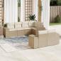 Preview: ARDEBO.de - 7-tlg. Garten-Sofagarnitur mit Kissen Beige Poly Rattan