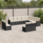 Preview: ARDEBO.de - 12-tlg. Garten-Sofagarnitur mit Kissen Schwarz Poly Rattan