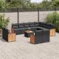 Preview: ARDEBO.de - 13-tlg. Garten-Sofagarnitur mit Kissen Schwarz Poly Rattan