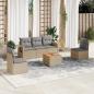 Preview: ARDEBO.de - 6-tlg. Garten-Sofagarnitur mit Kissen Beige Poly Rattan