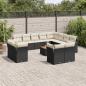 Preview: ARDEBO.de - 13-tlg. Garten-Sofagarnitur mit Kissen Schwarz Poly Rattan