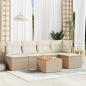 Preview: ARDEBO.de - 6-tlg. Garten-Sofagarnitur mit Kissen Beige Poly Rattan