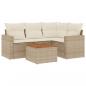 Preview: 5-tlg. Garten-Sofagarnitur mit Kissen Beige Poly Rattan