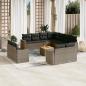 Preview: ARDEBO.de - 12-tlg. Garten-Sofagarnitur mit Kissen Grau Poly Rattan