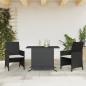 Preview: ARDEBO.de - 3-tlg. Bistro-Set mit Kissen Schwarz Poly Rattan