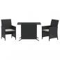 Preview: 3-tlg. Bistro-Set mit Kissen Schwarz Poly Rattan