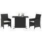 Preview: 3-tlg. Bistro-Set mit Kissen Schwarz Poly Rattan