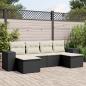 Preview: ARDEBO.de - 6-tlg. Garten-Sofagarnitur mit Kissen Schwarz Poly Rattan