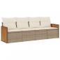 Preview: 4-tlg. Garten-Sofagarnitur mit Kissen Beige Poly Rattan