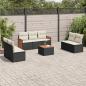 Preview: ARDEBO.de - 8-tlg. Garten-Sofagarnitur mit Kissen Schwarz Poly Rattan