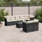 Preview: ARDEBO.de - 9-tlg. Garten-Sofagarnitur mit Kissen Schwarz Poly Rattan